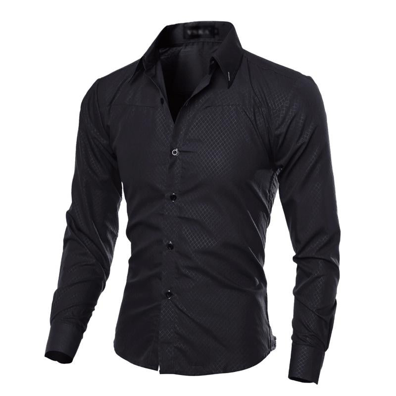 Men's Dark Pattern Diamond Long-sleeved Shirt