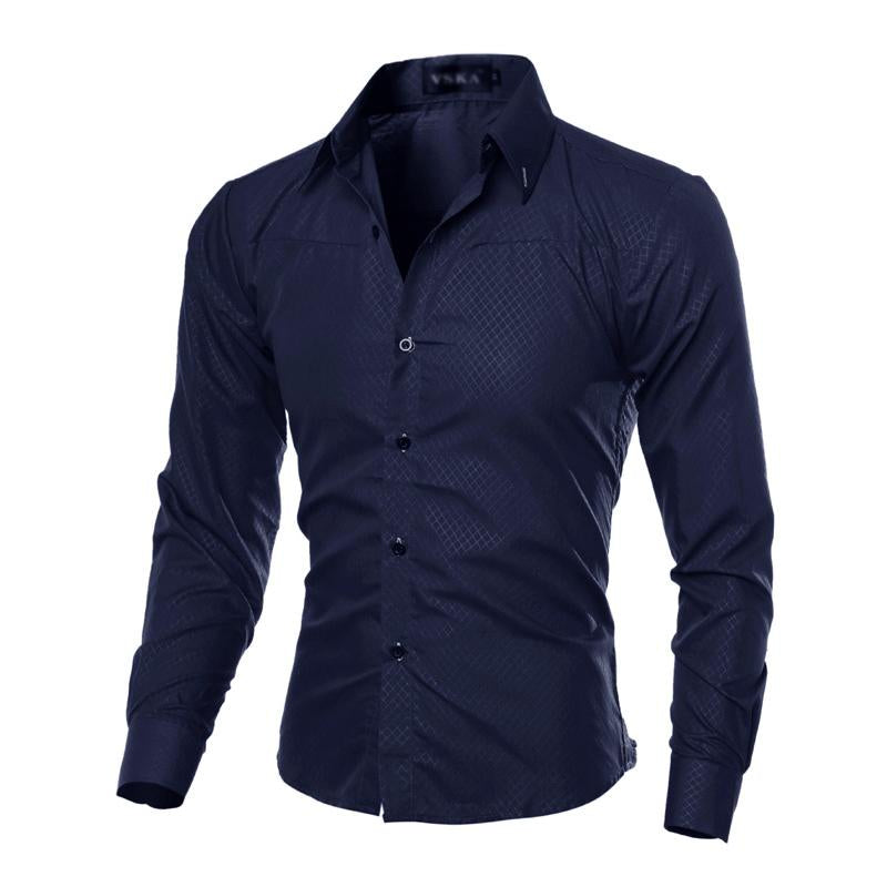 Men's Dark Pattern Diamond Long-sleeved Shirt